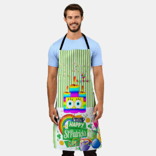 全面プリントエプロン ハッピーバースデーセントパトリックの日 エプロン