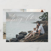 全面写真にスクリプトでクリスマスをおめでとう シーズンカード (正面/裏面)