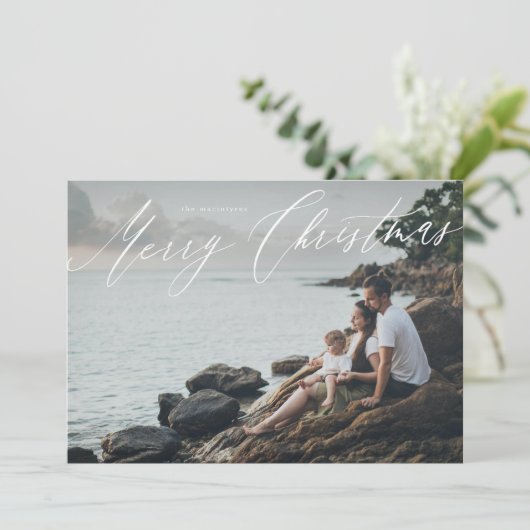 全面写真にスクリプトでクリスマスをおめでとう シーズンカード (スタンド正面)