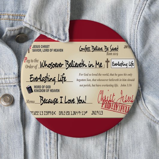 全額支払われるイエス・キリストの点検のクリスチャンによって救われて 缶バッジ (インサイチュ)
