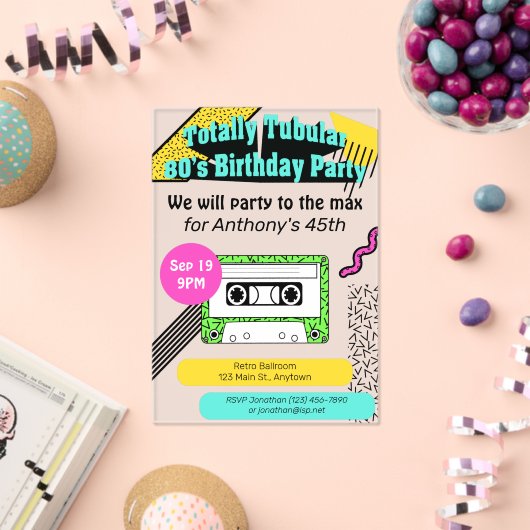 全額管状80の誕生日パーティー アクリル招待状 (インサイチュ (お祝い))