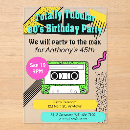 全額管状80の誕生日パーティー アクリル招待状