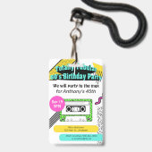 全額管状80の誕生日パーティー バッジ (正面（ネックストラップ付）)