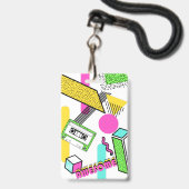 全額管状80の誕生日パーティー バッジ (裏面（ネックストラップ付）)