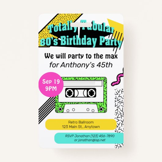 全額管状80の誕生日パーティー バッジ (正面)