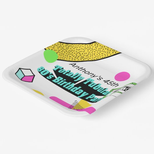 全額管状80の誕生日パーティー ペーパープレート (傾斜あり)