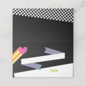 全80年代のハートストライプと結婚の プレイスカード (外部開封)