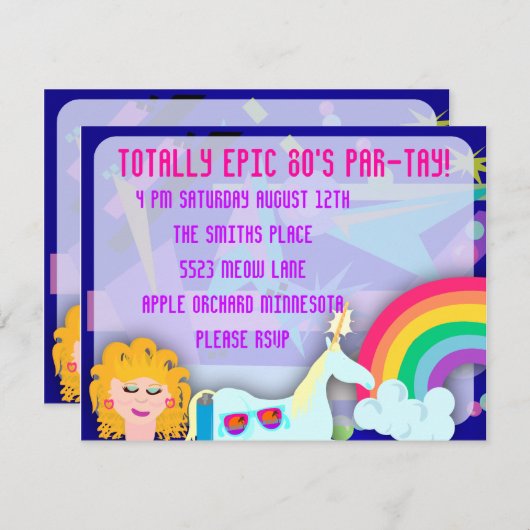 全80年代の壮大なパーティー時間 招待状 (正面/裏面)