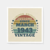 八パーソナライズされた十ヴィンテージ80歳 スタンダードカクテルナプキン (正面)