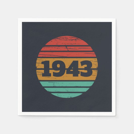 八パーソナライズされた十ヴィンテージ80歳 スタンダードカクテルナプキン (正面)