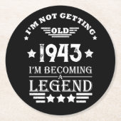 八パーソナライズされた十ヴィンテージ80歳 ラウンドペーパーコースター (正面)