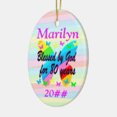 八パーソナライズされた十誕生日蝶オーナメント セラミックオーナメント (左)