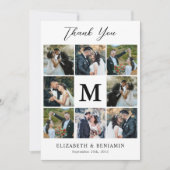 八モダンフォトコラージュカスタマイズモノグラ結婚ム サンキューカード (正面)