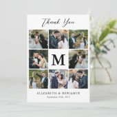 八モダンフォトコラージュカスタマイズモノグラ結婚ム サンキューカード (スタンド正面)