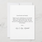 八モダンフォトコラージュカスタマイズモノグラ結婚ム サンキューカード (裏面)