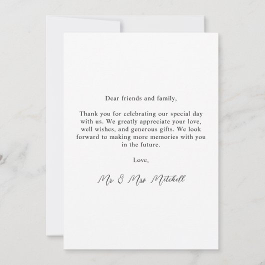 八モダンフォトコラージュカスタマイズモノグラ結婚ム サンキューカード (裏面)