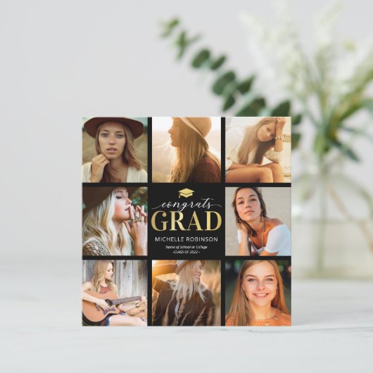 八モダン写真卒業パーティー招待状 招待状 (スタンド正面)