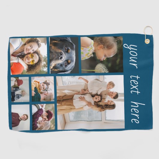 八写真テンプレートコラージュとカスタム文字 ゴルフタオル (横)