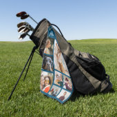 八写真テンプレートコラージュとカスタム文字 ゴルフタオル (グリーン)