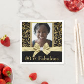 八十と素晴らしい金ゴールドダマスク80誕生日 スタンダードカクテルナプキン (インサイチュ)