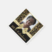 八十と素晴らしい金ゴールドダマスク80誕生日 スタンダードカクテルナプキン (角)