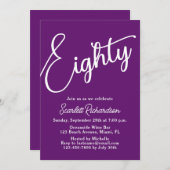 八十モダン台本オータムパープル80誕生日 招待状 (正面/裏面)