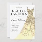 八十金ゴールドスパークルドレス80thバースデーパーティー 招待状 (正面)