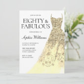 八十金ゴールドスパークルドレス80thバースデーパーティー 招待状 (スタンド正面)