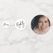 八十 |ブラック&ホワイト80モダンth誕生日写真 コンフェッティ (裏面)