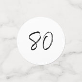 八十 |ブラック&ホワイト80モダンth誕生日写真 コンフェッティ (スモール正面)