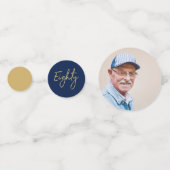 八十 |金ゴールドと海軍モダン80th誕生日パーティー コンフェッティ (裏面)