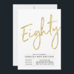 八十 |金ゴールドモダンブラシ80th誕生日パーティー 招待状<br><div class="desc">こ祝の80歳の誕生日パシンプルーティスタイリッシューの招待で特別な日。このデザインは、黒と金ゴールドの色のコンボでクリーンなレイアウトを持つブラシスクリプト"Ey8"を特徴としている。私のショップBaraBomDesignでは、より多くのデザインやパーティーの供給が利用可能である。</div>