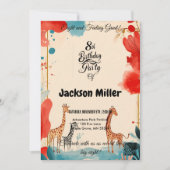 八感じ番誕生日赤素晴らし青 招待状 (正面)