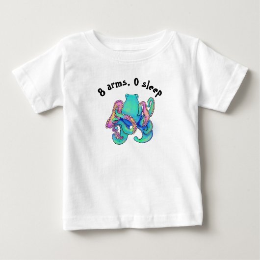 八本の腕、ゼロ睡眠 トドラーTシャツ ベビーTシャツ (正面)