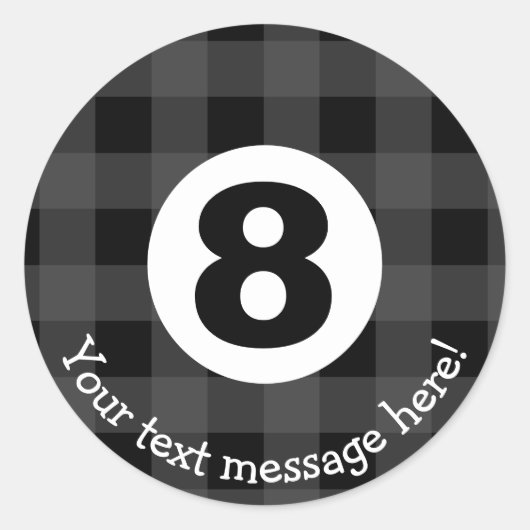 八熱狂するビリヤードのボールアイコン ラウンドシール (正面)