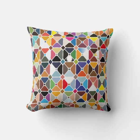 八角形の形状を持つ複数の幾何学的パターン クッション (正面)