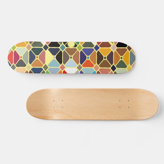 八角形の形状を持つ複数の幾何学的パターン スケートボード (横)
