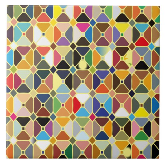 八角形の形状を持つ複数の幾何学的パターン タイル (正面)