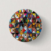 八角形の形状を持つ複数の幾何学的パターン 缶バッジ (正面)