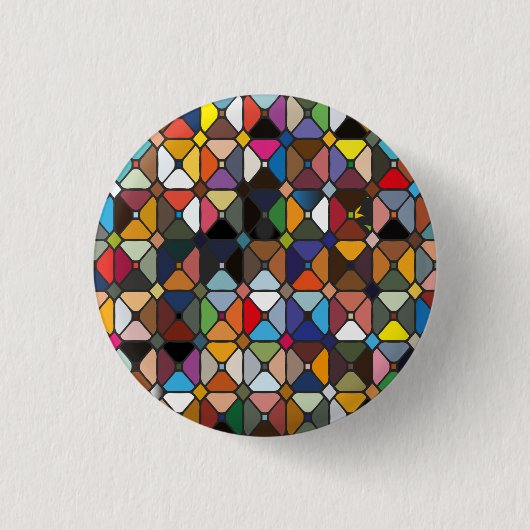 八角形の形状を持つ複数の幾何学的パターン 缶バッジ (正面)