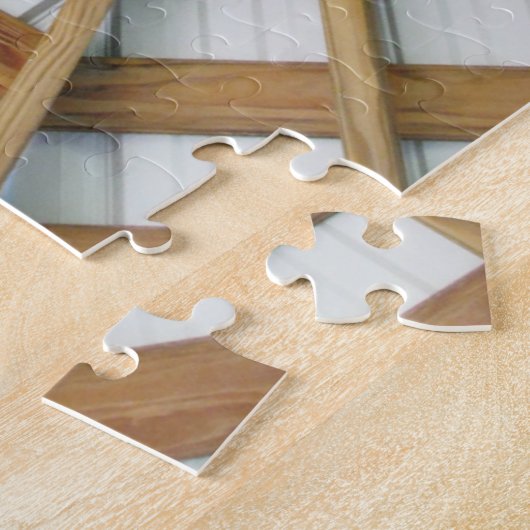 八角形の木と白の建築詳細 ジグソーパズル (側面)