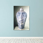 八角形の白い花瓶 キャンバスプリント (インサイチュ (ウッドフロア))