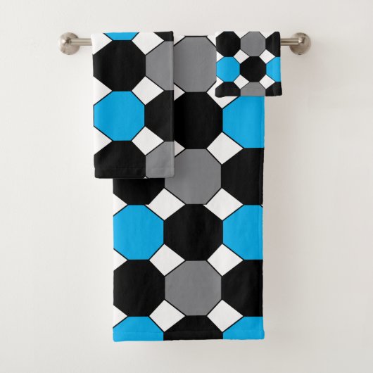 八角形カラフル幾何学的パターン バスタオルセット (インサイチュ)