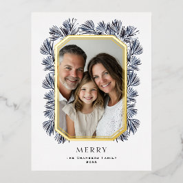 八角形モダンフレームとスプリング 箔シーズンポストカード