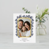 八角形モダンフレームとスプリング 箔シーズンポストカード (立ち正面)