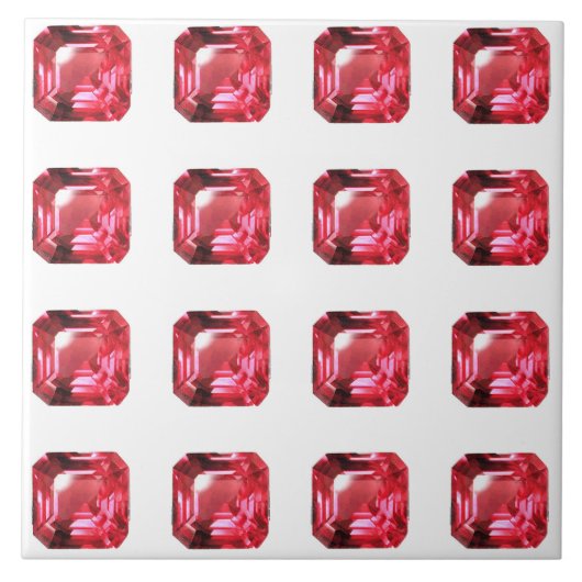 八角形ルビー宝石7月誕生石赤 タイル (正面)