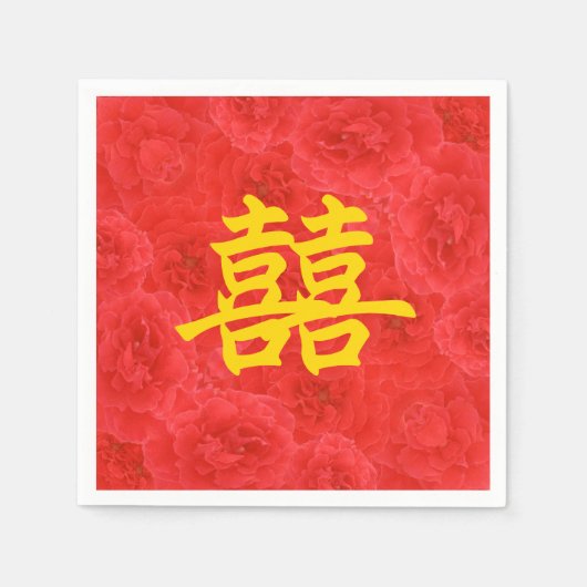 八重咲きリッチ赤バラ スタンダードカクテルナプキン (正面)