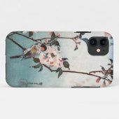 八重桜に鳥、広重の桜及び鳥、Hiroshigeの浮世絵 Case-Mate iPhoneケース (裏面(横))