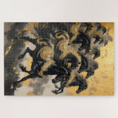 八頭の雄大な馬 - 中国墨絵スタイル ジグソーパズル (横)