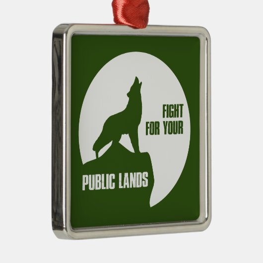 公の地のオオカミのために戦う メタルオーナメント (右)